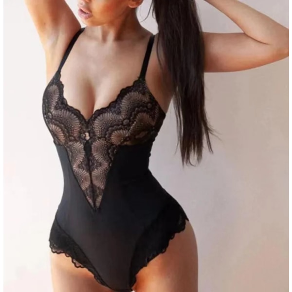 Shapewear för kvinnor Limning Belly Slida Kvinna Platt Mage Spetssömmar Sexiga Jumpsuit Underkläder för flickor Kroppsformare Kroppsform Black XL