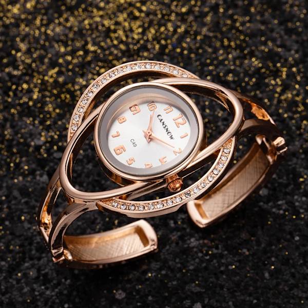 CANSNEW Relogio Feminino Mode Watch Kvinnor Armband Armband Klockor Lyxiga rostfritt stål Damarmbandsur Kvinnlig klocka Rose Gold Black