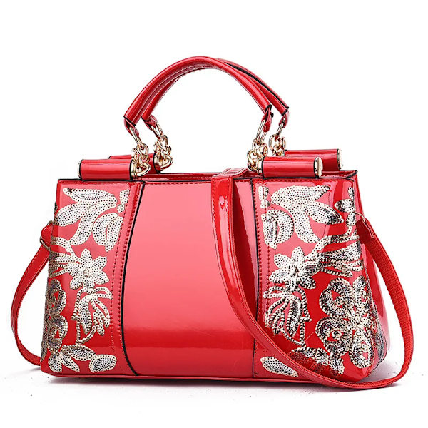 Broderi Damväska Läderväskor och handväskor Lyxiga axelväskor crossbody-väskor Damväska för kvinnor sac a main femme red