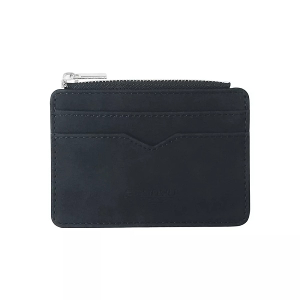 Slim kortkort plånbok herr matt läder Retro multikort frostat tyg Korthållare Pengar Minimalistisk Transparent myntväska Black