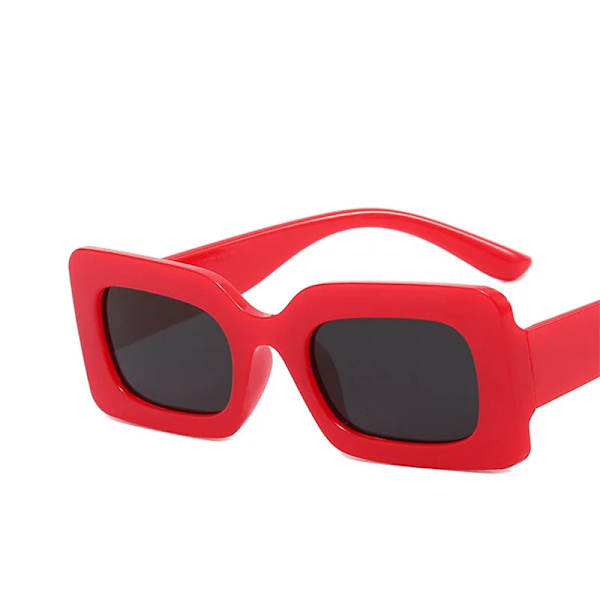 Mode Vintage Fyrkantiga Solglasögon Dam Gradient Tea Solglasögon Sommar Resa Retro Glasögon Män Oculos De Sol Feminino red gray with pouch and cloth