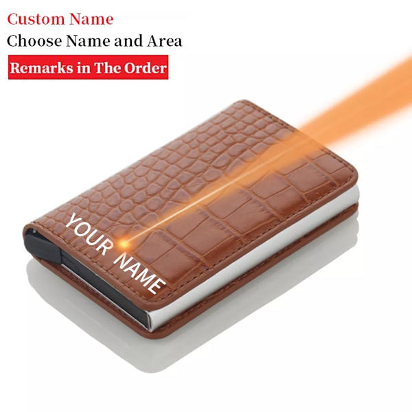 Ny unisex kreditkortshållare PU-läderblockerande Rfid-plånbok Herr ID-korthållare Säkerhetsinformation Case Plånbok Name-Carbon black