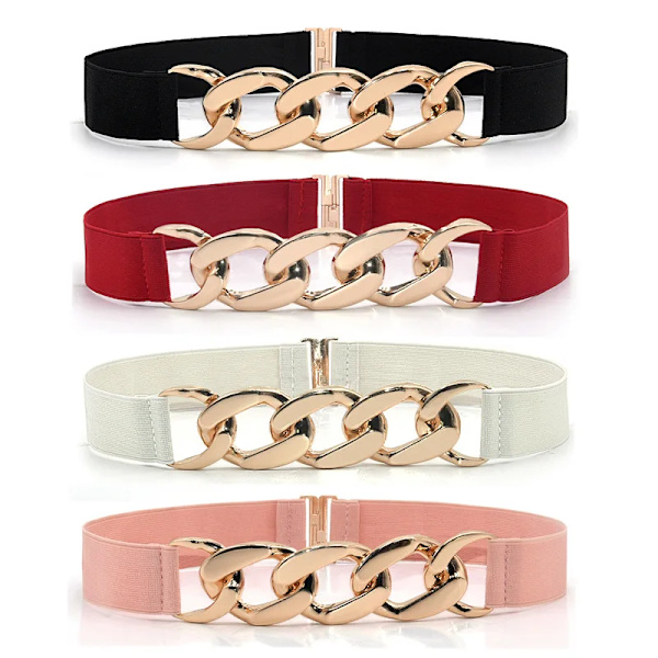 Mode Elegant Elastiskt Brett Kvinnor Bälte Guld Ring Spänne Dekorativa kvinnor bälten för klänning designer bälten kvinnor hög kvalitet Red 2 70cm