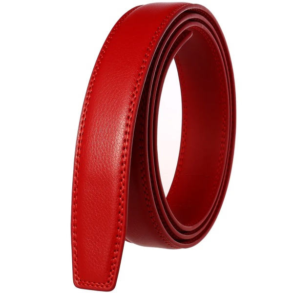 3,0 cm 3,1 cm bredd läderbälte utan spänne Designerbälten män Högkvalitativt läderrem 110-130 cm Red 115CM