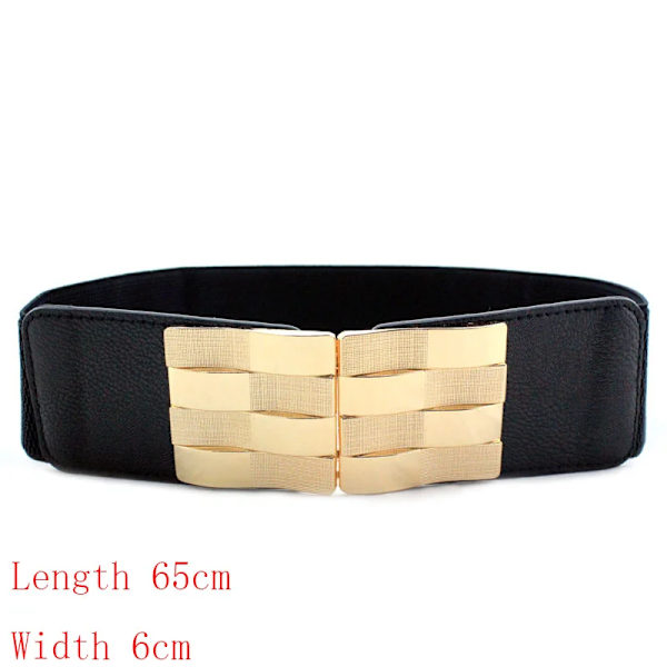 65cm Dammode Elastisk Klassisk svart midjeband Bred midja Stretchbälte för kvinnor Cinch Accessoarer Klänning Kappa Klädbälte Square black(.783) 65cm(65cm-85cm)(.783)