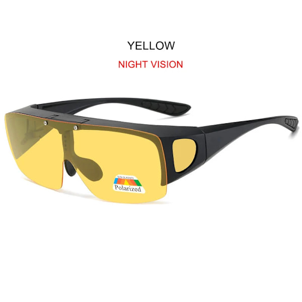 UVLAIK 2021 Flip Up Polarized Solglasögon Kvinnor Män Night Vision Glasögon Glasögon Utomhuskörning Fotokromisk passform över solglasögon Yellow Polarized