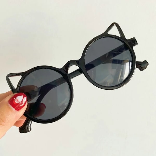 2023 Mode Runda Barn Solglasögon Klassiska Söta Flickor Pojkar Barn Solglasögon UV400 Skyddsglasögon Baby De Sol Gafas B-black