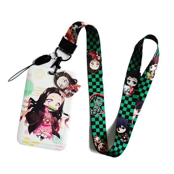1 Set Demon Slayer Anime Kortfodral Kort Nyckel Lanyard Cosplay Badge ID-kort Hållare Halsband Nyckelringar Kamado Nezuko GMP-I