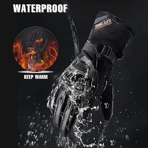 Iron Jia'S Vinter Motorcykelhandskar Varma Vattentäta Skyddande Guantes Moto Pekskärm Motorcykelkörning Motosiklet Eldiveni AXE02-Black L