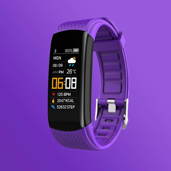 C5S Smart Watch Dam Blodtrycksmätare Vattentät Pulsklocka Fitness Watch Armband För Android iOS Män Smartwatch Dark purple