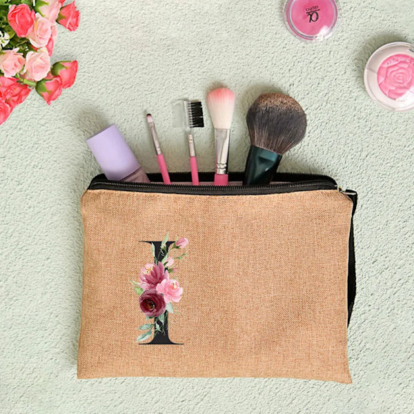Anpassat namn Blomma Brev Kosmetikväska Bachelorette Party Neceser Makeup Väskor Dragkedja Toalettartiklar Organizer Brudtärna Presenter D4BaleI