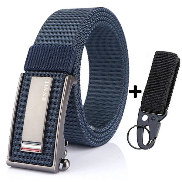 Nytt mode herrbälte Toppkvalitet Bekväma nylon för män Metall Automatiskt spänne Ung Canvas Taktisk designerbälte Blue Belt B Set 120cm Adjustable