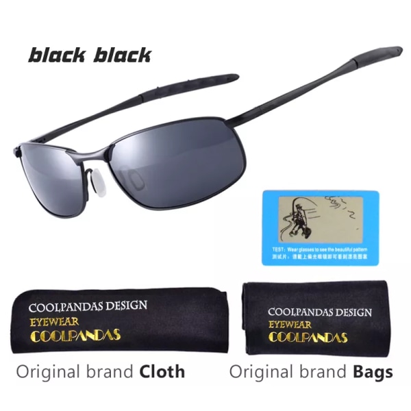 CoolPandas 2022 polariserade solglasögon Herr Märkesdesigner Liten lins Solglasögon Herr Solglasögon för körning gafas oculos de sol UV400 black-black Polarized lens