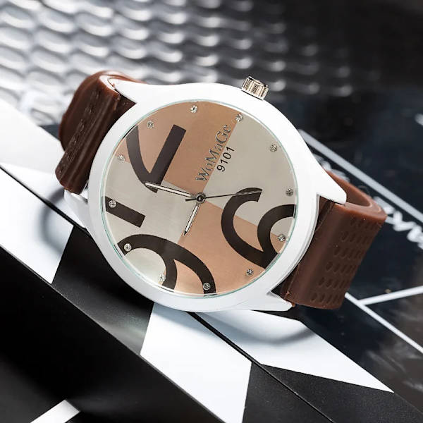 Womage Watch Dam Gröna Klockor Mode Big Number Quartz Armbandsur Dam Dam Gilrs Silikon Sportklockor reloj mujer White