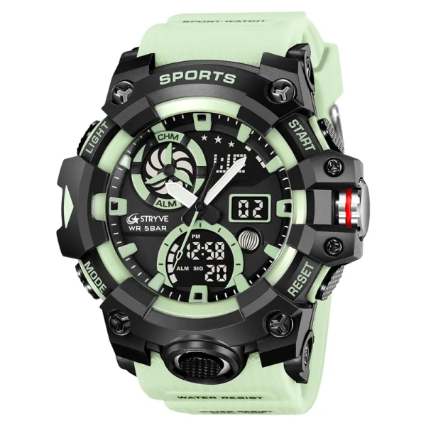 STRYVE Top Brand Elektronisk Watch För Herr Utomhussport Vattentät Dual Time Display Quartz Armbandsur Gummi reloj hombre gold