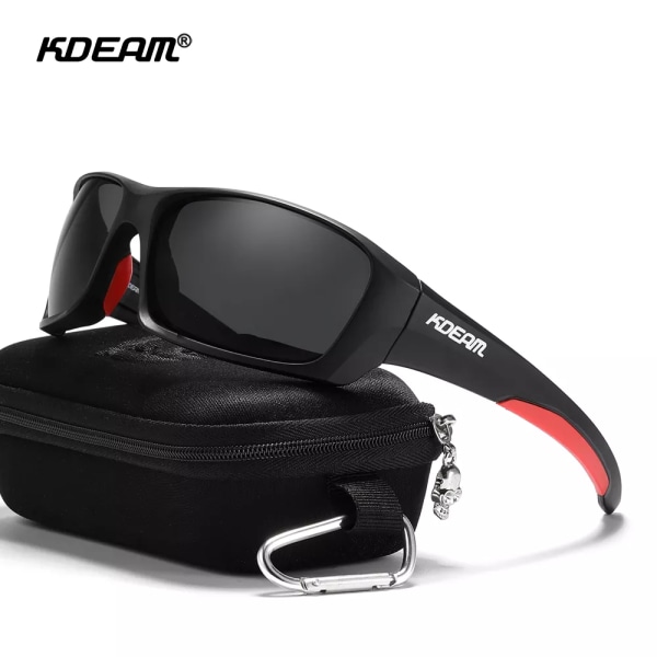 KDEAM 2021 High-End Sports Goggles TR90 Polarized Solglasögon Herr Vandring Fiske Solglasögon med case C5 Zipper Box