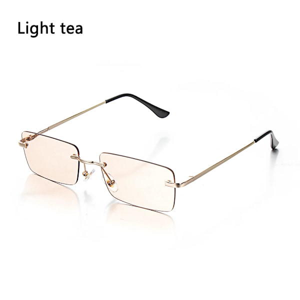 Resestil Bergsklättring Solglasögon För män Kvinnor UV400 nyanser Rektangel utan båge Glasögon Gradient Färger Glasögon Light tea