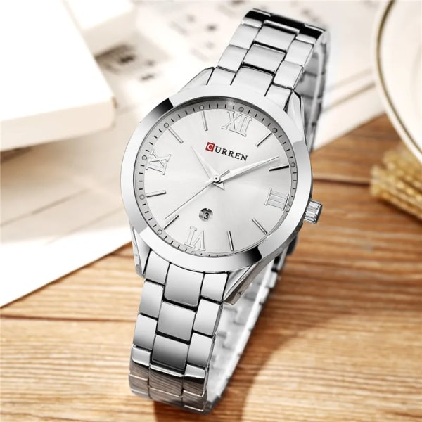 CURREN Mode Damklockor Toppmärke Lyx Watch Silver Rostfritt stål Klassiskt armband Damklocka Present 9007 CU906501 without box