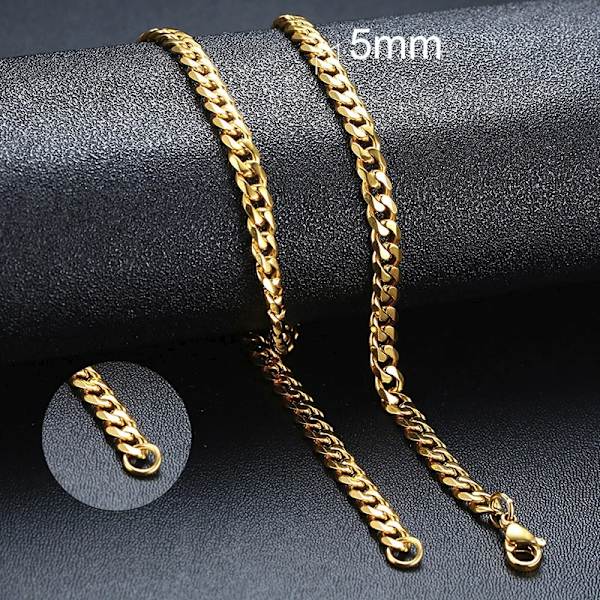 Vnox 18-70 cm Curb Chain Halsband 3-11 mm Miami Cuban Link Klassisk Punk, tungmetall, Långt Damhalsband i rostfritt stål 5mm Gold 23cm Bracelet