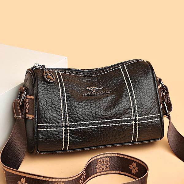 Högkvalitativ enfärgad äkta läder Crossbody-väskor för kvinnor Handväskor i äkta läder Damväskor Kvinnliga Tote Sac Khaki 22cm 11cm 14cm