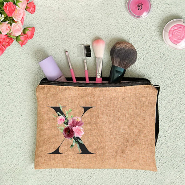 Anpassat namn Blomma Brev Kosmetikväska Bachelorette Party Neceser Makeup Väskor Dragkedja Toalettartiklar Organizer Brudtärna Presenter D4BaleX