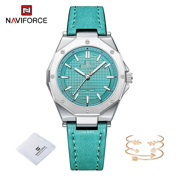 NAVIFORCE Mode Minimalistisk Design Watch för kvinnor Casual Quartz Dam Läder Armbandsur Case Kvinnlig klocka SBEBE