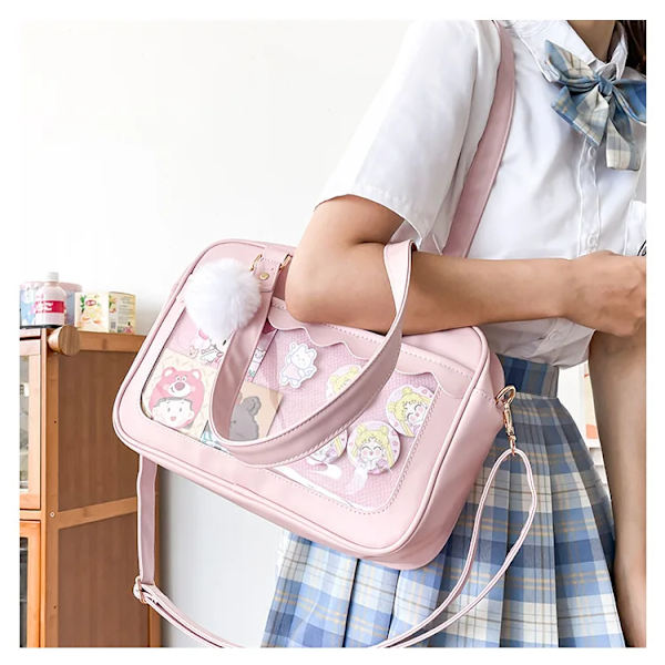 Japansk Kawaii Axelväska För Kvinnor PU Läder Itabag Transparent väska JK Tote Bag Handväskor Preppy Bag ita bag Crossbody Bag White
