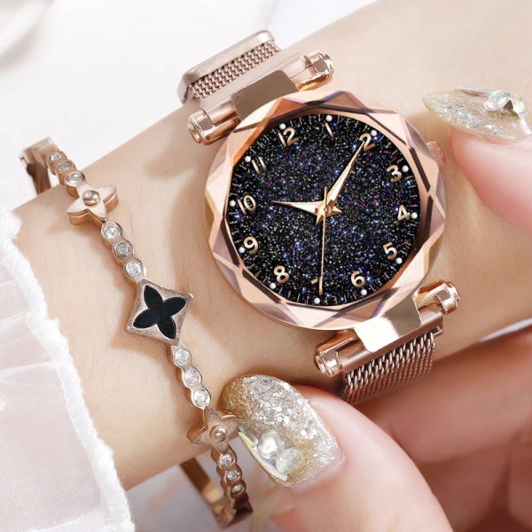 Lyxiga damklockor Magnetisk stjärnhimmel Kvinnlig klocka Quartz Armbandsur Mode Watch reloj mujer relogio feminino Coffe