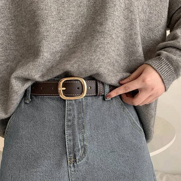 Kvinnor Bälte PU Läder Pin Spänne Punk Wind Jeans Ny stil mode Kvinna Svart Fri storlek Grommet Bälten för byxor 152 285-coffee Free Size