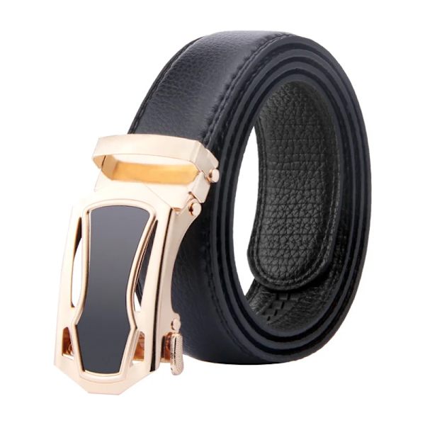 Ny stil 120 cm herrbälte med automatiskt spänne Lyxigt Casual Fashion Business Högkvalitativa midjeband i konstläder Roadster Gold-120cm 120cm