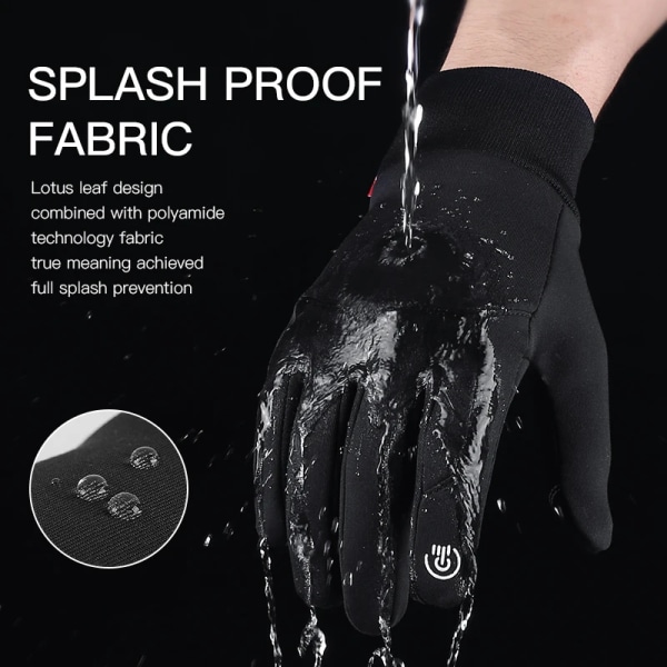 Pekskärm Vindtät utomhussporthandskar Män Kvinnor Vinterhandske Fleece Thermal Varma löparhandskar Anti-halk Cykelhandskar A0079-BK XL