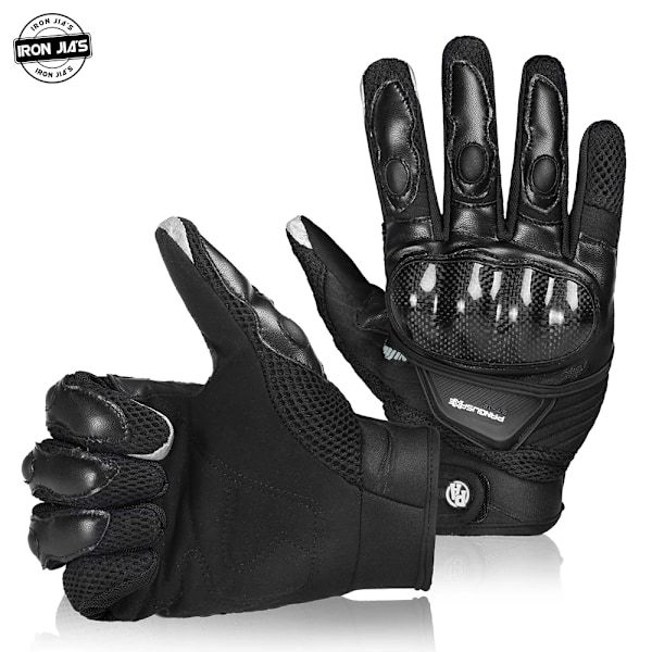 Iron Jia'S Mesh Motorcykelhandskar Andningsbara Kolfiberskydd Motocross Pekskärm Slitstarka Motorcykelhandskar Red M