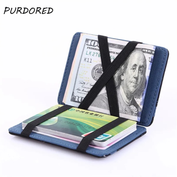 PURDORED 1 st Magic Card Holder Solid Herr Visitkortsfodral Konstläder Case Plånbok Herr Casual Reseplånbok orange