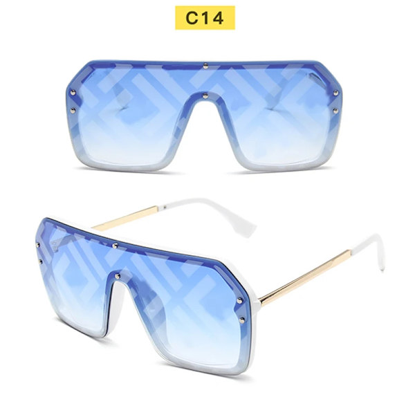 Klassiska retro överdimensionerade solglasögon solglasögon för kvinnor Spegelglasögon herr/kvinnor Lyxdesign unisex stor båge dam solglasögon F BLUE Other