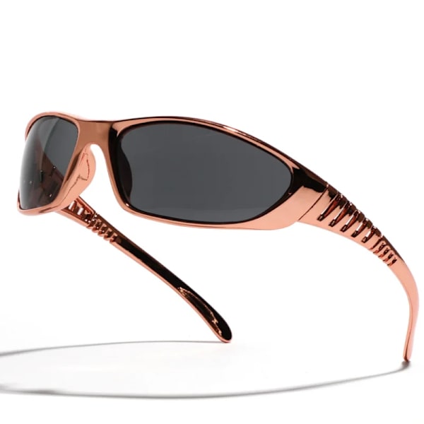 Cateye Glasögon Punkstil Solglasögon Kvinnor Sommarmode Glasögon Y2k Framtida Teknik Sense Solglasögon Män Kvinnor Trendglasögon rose gold gray B Other