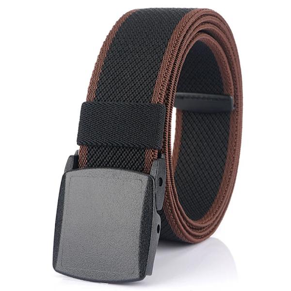 VATLTY Metallfritt elastiskt bälte för män, starkt teknisk plast, snabblåsande nylon Unisex Stretchbälte Utomhussport Black brown 105CM