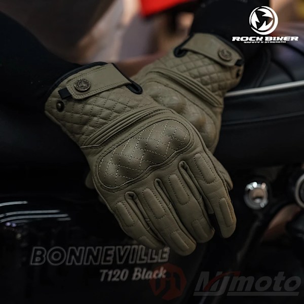 Rock Biker Läder Motorcykelhandskar Retro Gula Motocrosshandskar Pekskärm Getläder Cykelhandskar För Män Kvinnor Brown XL