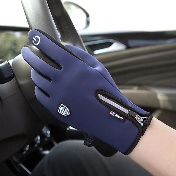 Pekskärm Vinter Thermal Varm Cykling Cykelhandskar Cykel Skidor Utomhuscamping Vandring Motorcykelhandskar Sport Helfinger C Gray M