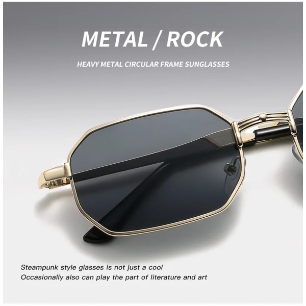 Smala herrsolglasögon Mode rektangel Dam metall Lyxmärke Solglasögon Klassiska Oculos Masculino Glasögon UV400 black A