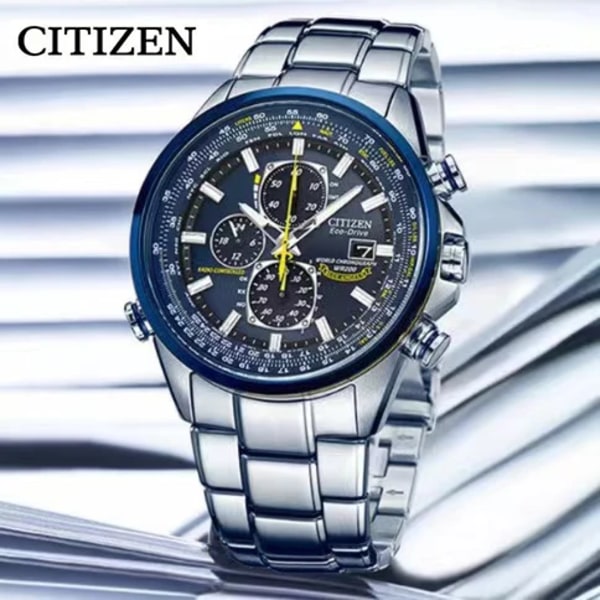 CITIZEN Herrklockor Luxury Trend Quartz Calendar Vattentät Multi Fancy Round Watch Rostfri Automatisk watch Silver Blue