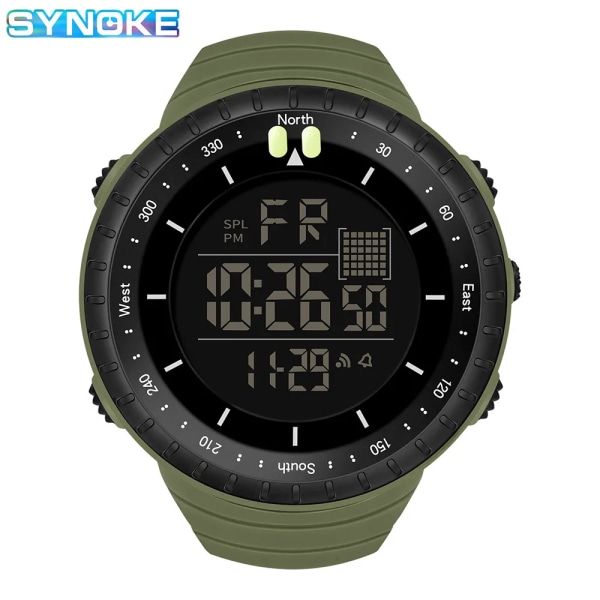 SYNOKE Nya herrklockor Utomhussport Militär watch 50M vattentät armbandsur för herrklocka Relogio Masculino Black Watch