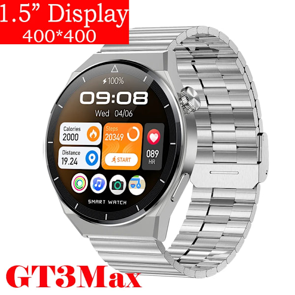 för Huawei Watch GT3 Smart Watch Herr Android Bluetooth Call IP68 Vattentät Blodtryck Fitness Tracker Smartwatch Dam Silver Steel Zu smartwatch