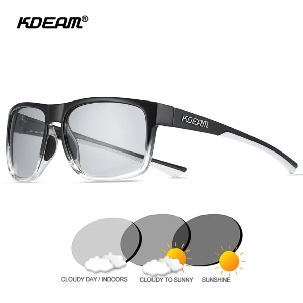 KDEAM Nya polariserade solglasögon för män fyrkantiga fotokromatiska solglasögon för kvinnor, halkfri näsdyna, kompletta tillbehör ingår C6 Non-Mirror Black BOX and CASE