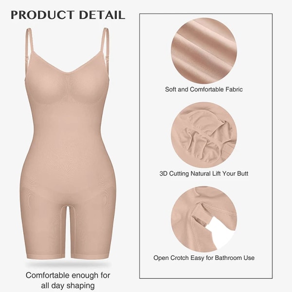 Body Shaper Fajas Colombianas Seamless Dam Bodysuits Slimming Waist Trainer Shapewear Push Up Butt Lifter Magkontroll Korsett apricot with shorts XXL