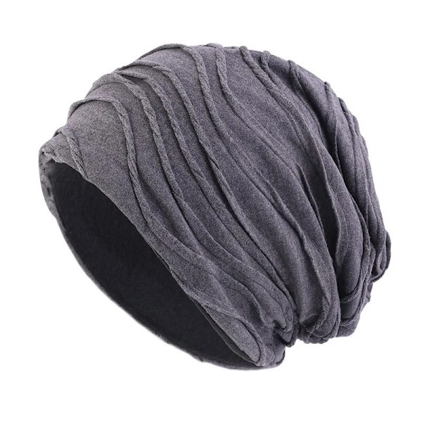 Dam & Herr Bomullsvikta Enfärgade Beanies Kemohättor Håravfall Stretch Turban Vinter Höst Hatt För Dam Tunn Beanie Hip Hop Hatt Gray