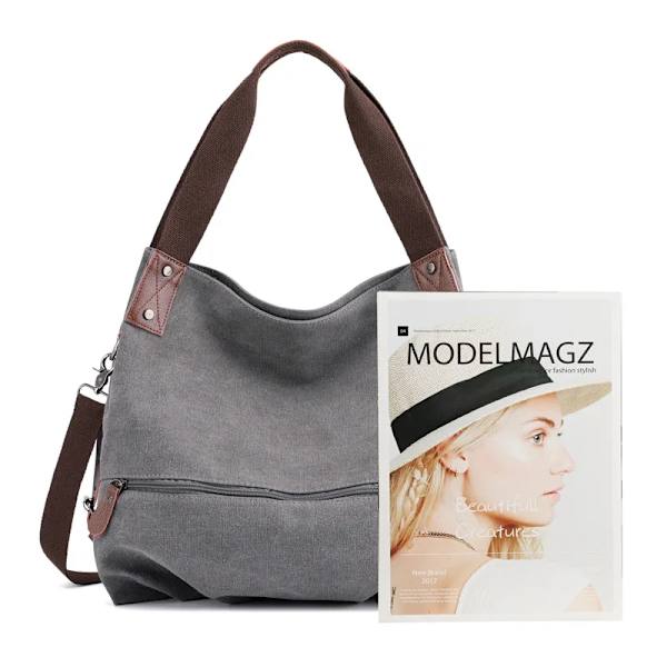 Canvasväska för kvinnor Casual Fashion Vår och sommar Ny Canvas Damväska Axelremsväska Gray M