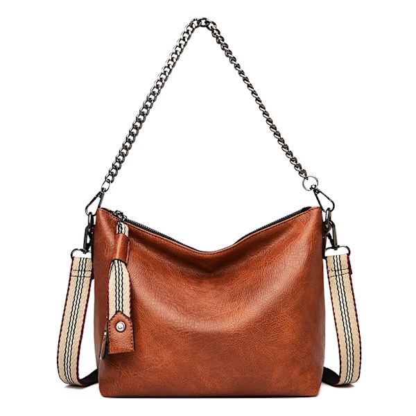 Nya designerkedjor Handväskor Damväska Mode Mjukt PU-läder Kvinnor Axelväskor Stor Lyx Kvinnlig Crossbody tygväska light brown