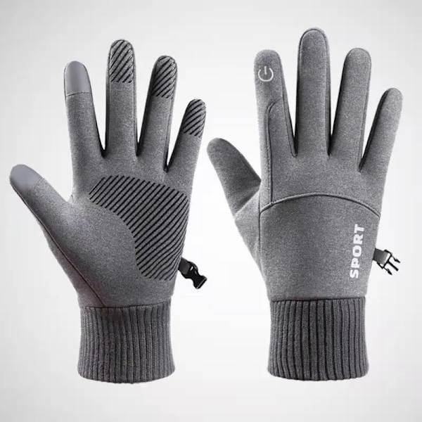 Vintercykelhandskar Herr Kvinnor Pekskärm Kallt väder Varma handskar Frys Thermal för löpning Cykling Skidvandring B-Hemp Grey M