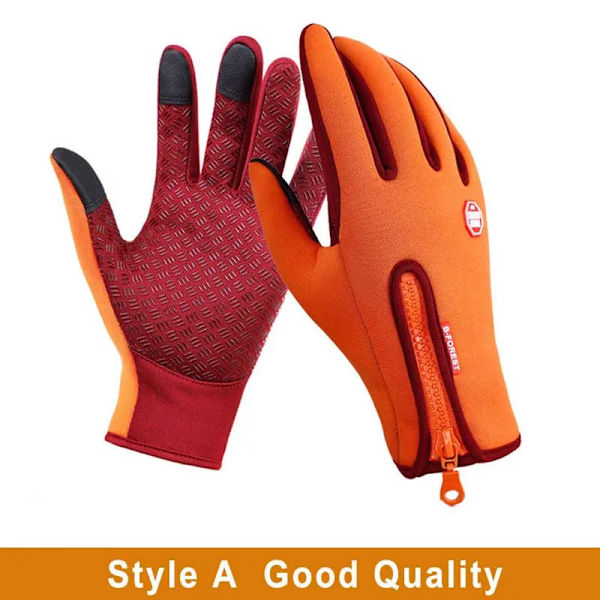 Pekskärm Vinter Thermal Varm Cykling Cykelhandskar Cykel Skidor Utomhuscamping Vandring Motorcykelhandskar Sport Helfinger A Orange XL