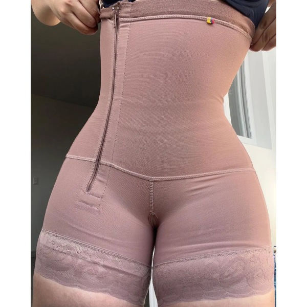 Body med dragkedja på sidan Skims Shapewear Fajas Colombianas Originales Mage och men lyftare Magkontroll Fajas Moldeadoras Y Reductoras Pink XL
